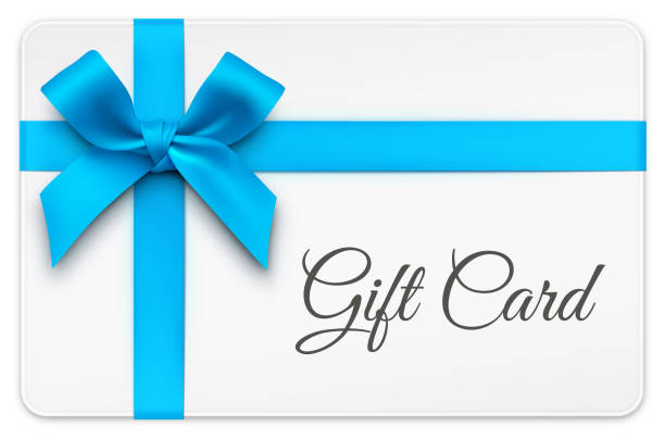 image of gift cards with blue ribbon and bow